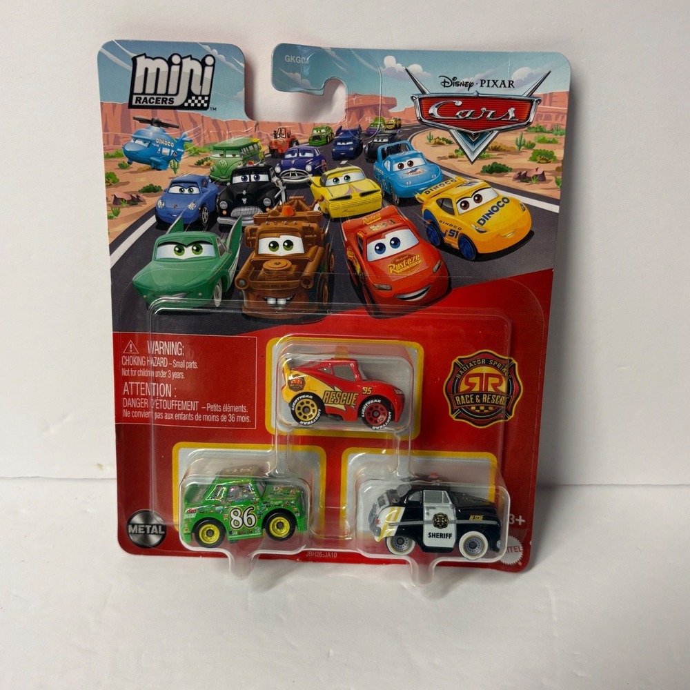 Disney Pixar Cars Mini Racers Race & Rescue 3-Pack McQueen Chick Hicks Sheriff